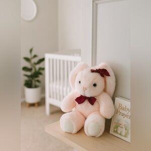 Vintage Chosun Soft Pink Floppy Ear Easter Bunny Rabbit Stuffed Animal Plush 14”